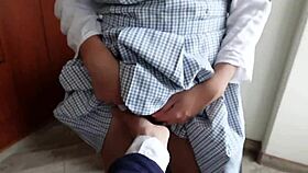 Skinny Latina teen strips and gets spanked after school