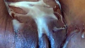 young ebony teen gets covered in cum after wild amateur session