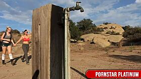 A sexy milf mindi mink eats a blonde samantha rones' wet cunt in the wild