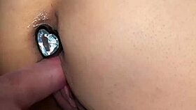 Aaliyah Yasin enjoys a jewel in her tight ass during interracial play