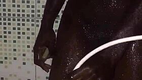 quick masturbation with monster cock before shower