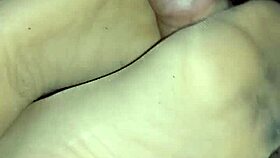 i'm giving a homemade footjob with sheer nylons, ahh