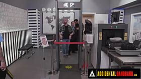 accidental gangbang sexy passenger whitney wright gangbanged by security airport guys