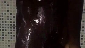 quick masturbation with monster cock before shower