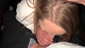 sneaky outdoor anal sex in public car with blowjob and monster cock.