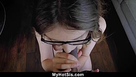 Step Sister Helps Stepbrother with Morning Woods in Early Hardcore Session