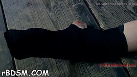 why does the brunette babe use hardcore toys for pleasuring in bdsm slave style