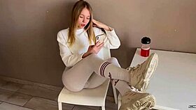 Cute 18yo Blonde Slut Fucked Hard in Kitchen with Cum on Face