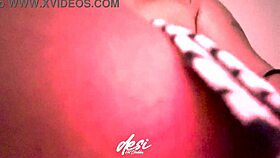 Horny housewife shows off her big natural tits solo