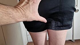 Stepmom in miniskirt asks stepson to inspect her ass and private parts