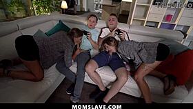 Sexy Milfs Feel Wild Riding Stepsons' Cocks During Intense Gaming Sessions.