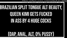 Brazilian Beauty Queen Kimi Tongue Gaping Asshole Fucked by Huge Cocks in Dirty Talk Spooning Cowgirl!