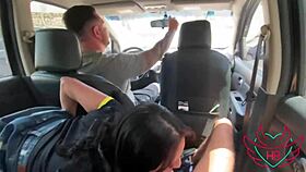 i got sucked by the married woman while her husband drove the car.