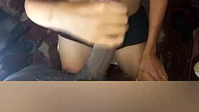 Happy cuckold watches his wife with natural tits get anal and blowjob from big black cock.