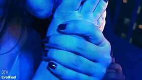 Feet fetish close-up makes you crave licking big natural tits and ass