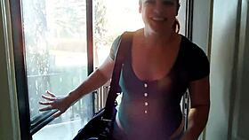 Beautiful mature fitness trainer in doggy style exercise