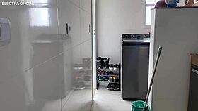 Brazilian employee squats with a delicious ass in voyeur scene