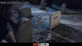 Intense Hot Foursome Sex in the Graveyard with MILF and Babes