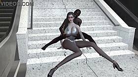 3D big tits Asian MILF singer got banged in public by a stranger
