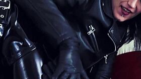 Leather outfits showcased at the office