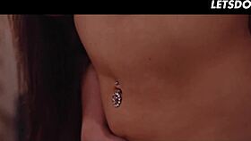 Girls play sensual pins and needles, breasts compress