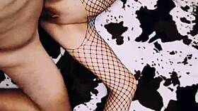 Wife Teases In Fishnets For Anal