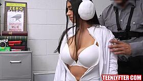 young latina caught stealing gets fucked hard in the shop