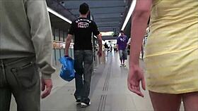 Subway train public gangbang threesome with big tits girl 😏🚂