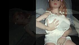 Camille poses as my intense fuck doll in a sexy white halter top photoshoot. Model shows off real doll features.