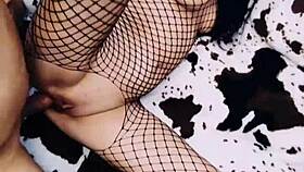 Wife Teases In Fishnets For Anal