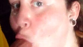 Beautiful girl flashes and sucks in the garage