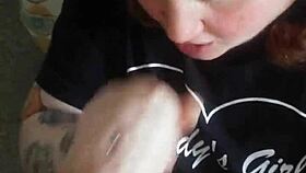 Beautiful girl flashes and sucks in the garage