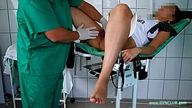A gynecologist examines the girl for the first time in this steamy scene