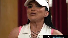 I watched desperate MILF Romi Rain teach stepbae Kimmy Kimm tennis tricks