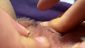 a close-up view of her vaginal orgasm during masturbation