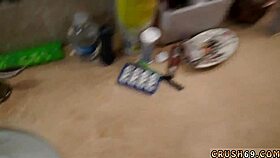 step mother helps step daughter with exercise ball while step dad watches