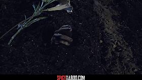 Intense Hot Foursome Sex in the Graveyard with MILF and Babes