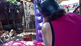 i fucked my stepdaughter's tight pussy with a sex toy in public while using toys for intense anal play and masturbation outdoors