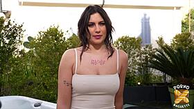 Laury Chaude shares dick with friend in stockings and big tits