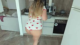 My stepsister’s huge ass tormenting me in the kitchen