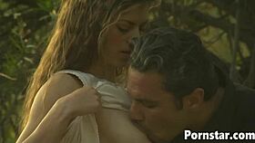 Horny pornstar Natalia Wood fucked outdoors in missionary and riding!