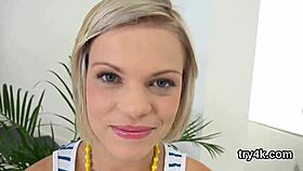 This elegant teen is sucking dick in POV and getting her narrow pussy penetrated hard.