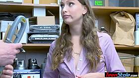 Petite teen 18+ shoplifter gets fucked in anal and blowjob to escape trouble