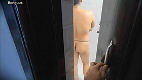Stepmom with big boobs takes shower, gets creampied by stepson