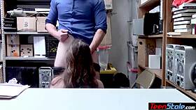 Petite teen 18+ shoplifter gets fucked in anal and blowjob to escape trouble