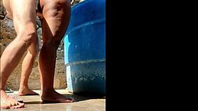 I paid big bathing outside, ended with ass full of cum.