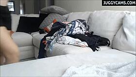 redhead with huge natural tits on webcam showing off