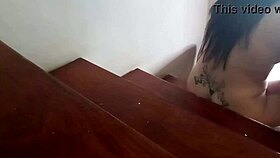 did the camera catch the old man's wife fucking the doorman on the stairs?