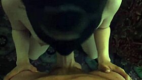 A blindfolded man has sex with a nearby girl, with passion