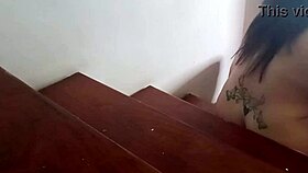 did the camera catch the old man's wife fucking the doorman on the stairs?